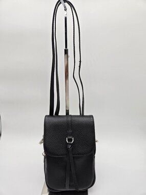 Befen Black Genuine Leather Crossbody Travel Organizer RFID Phone Passport Bag